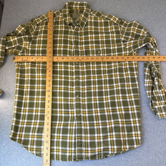 Beretta Mens Collared Button-Up Shirt Green Yellow Plaid Long Sleeve Size L / XL - Picture 2 of 11